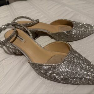 Alex Marie Silver Glitter Heeled Shoes 7.5